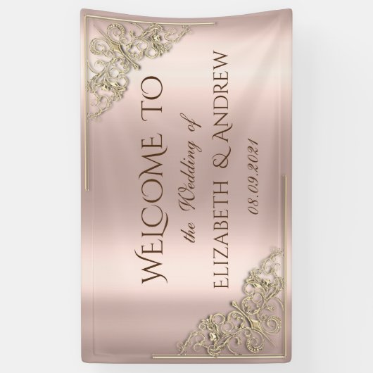 エレガントフェスティバル金ゴールドフレームバラ金ゴールド 横断幕 (縦)