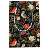 エレガントフェスティバル鳥とフローラクリスマス ミディアムペーパーバッグ (正面)