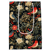 エレガントフェスティバル鳥とフローラクリスマス ミディアムペーパーバッグ (裏面)