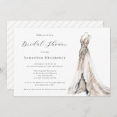エレガントフェミニンガウン結婚のドレスブライダルシャワー 招待状 (正面/裏面)