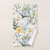 エレガントフェミニンデザインlボタニカルlホワイトアイボリー バスタオルセット (ハンドタオル)