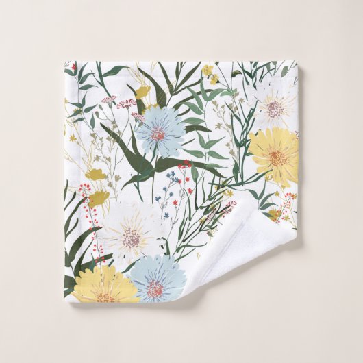 エレガントフェミニンデザインlボタニカルlホワイトアイボリー バスタオルセット (ウォッシュタオル)