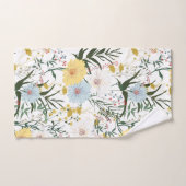 エレガントフェミニンデザインlボタニカルlホワイトアイボリー バスタオルセット (ハンドタオル)