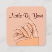 エレガントフェミニンネイリスト美しいサロン スクエア名刺 (正面)