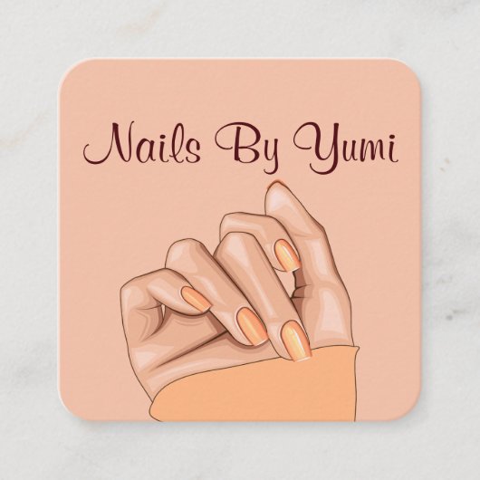 エレガントフェミニンネイリスト美しいサロン スクエア名刺 (正面)