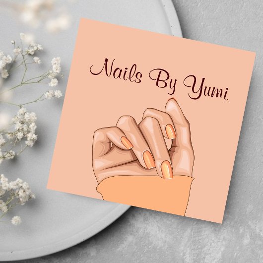 エレガントフェミニンネイリスト美しいサロン スクエア名刺