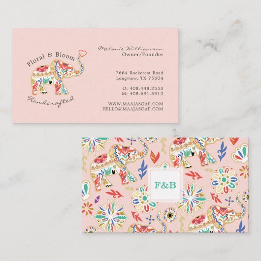 エレガントフェミニンフローラ華美象 名刺 (正面/裏面)
