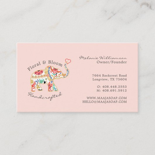 エレガントフェミニンフローラ華美象 名刺 (正面)