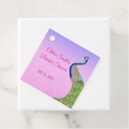 エレガントフェミニンブライダルシャワーピーコックテーマ フェイバータグ