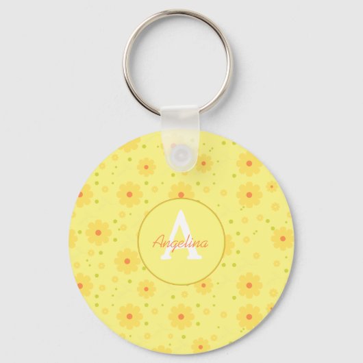 エレガントフェミニンモダンフローラタイポグラフィ キーホルダー (正面)