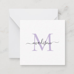 エレガントフェミニンモダンMonogram Script Purple ノートカード