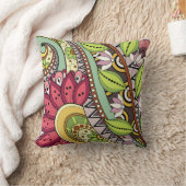 エレガントフェミニン赤花と渦巻き クッション (ブランケット)