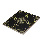 エレガントフェミニン金ゴールドと黒クラシック色 タイル (側面)