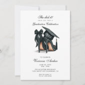 エレガントフェミニンStilettoとCapの卒業 招待状 (正面)