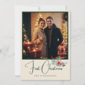 エレガントフォトウォーターカラーパインズメリークリスマス シーズンカード (正面)