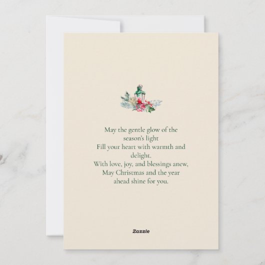 エレガントフォトウォーターカラーパインズメリークリスマス シーズンカード (裏面)