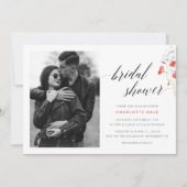 エレガントフォトウォーターカラーフラワーズブライダルシャワー 招待状 (正面)