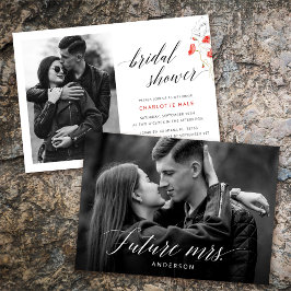 エレガントフォトウォーターカラーフラワーズブライダルシャワー 招待状