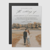 エレガントフォトオーバーレイのスクリプ結婚ト マグネット招待状 (正面/裏面)