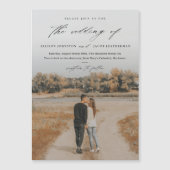 エレガントフォトオーバーレイのスクリプ結婚ト マグネット招待状 (正面)