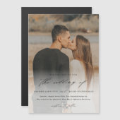 エレガントフォトオーバーレイのスクリプ結婚ト マグネット招待状 (正面/裏面)