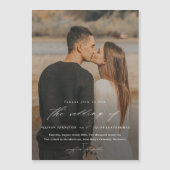 エレガントフォトオーバーレイのスクリプ結婚ト マグネット招待状 (正面)