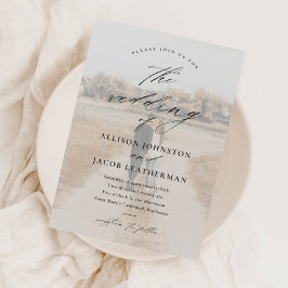 エレガントフォトオーバーレイのスクリプ結婚ト マグネット招待状