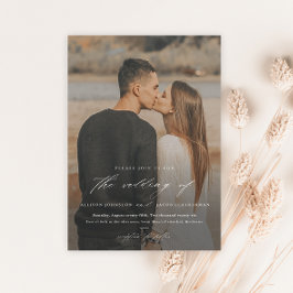 エレガントフォトオーバーレイのスクリプ結婚ト マグネット招待状