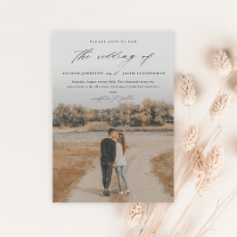 エレガントフォトオーバーレイのスクリプ結婚ト マグネット招待状