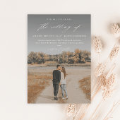 エレガントフォトオーバーレイのスクリプ結婚ト マグネット招待状