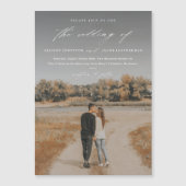 エレガントフォトオーバーレイのスクリプ結婚ト マグネット招待状 (正面)