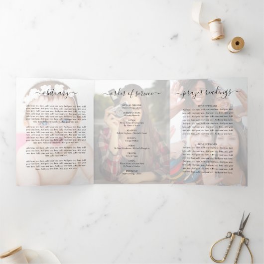 エレガントフォトオーバーレイ葬儀記念事業 三つ折り招待状 (内部)