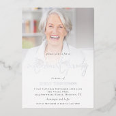 エレガントフォトオーバーレイ退職パーティーラグジュアリー実在 箔招待状 (正面)