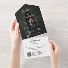 エレガントフォトオーバーレイQRコードのスクリプ結婚ト オールインワン招待状