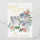 エレガントフォトクリスマスホリデーゴールドフォイルカード 箔シーズンカード (正面)