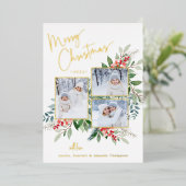 エレガントフォトクリスマスホリデーゴールドフォイルカード 箔シーズンカード (立ち正面)