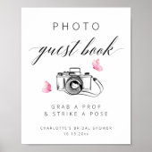 エレガントフォトゲストブックブライダルシャワー標識 ポスター (正面)