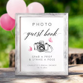 エレガントフォトゲストブックブライダルシャワー標識 ポスター