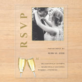 エレガントフォトシャンパンウェディングRSVP アクリル招待状 (正面)