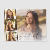 エレガントフォトストリップの卒業スクリプト マグネット招待状 (正面)