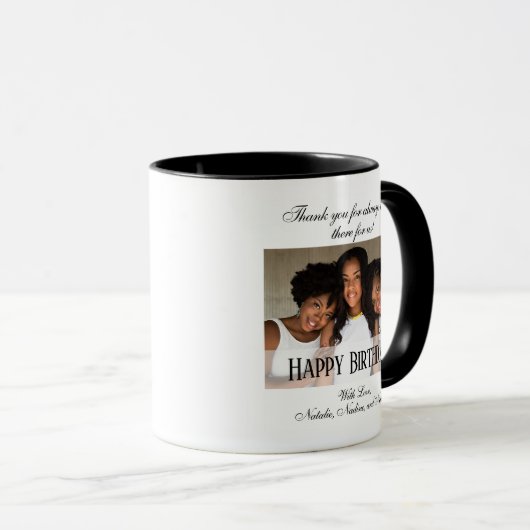 エレガントフォトハッピーバースデーコーヒー マグカップ (正面右)