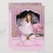 エレガントフォトピンクバタフライバラキンセアニェラ 招待状 (正面/裏面)