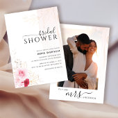 エレガントフォトピンクレッド&金ゴールドフローラブライダルシャワー 招待状