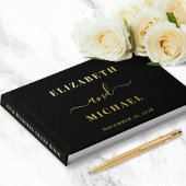 エレガントフォトブラックのスクリプ結婚ト ゲストブック