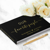 エレガントフォトブラックのスクリプ結婚ト ゲストブック