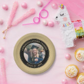 エレガントフォトブラック&金ゴールドモダン卒業パーティー ペーパープレート (パーティー)