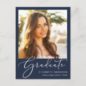 エレガントフォトブルー卒業スクリプト 案内ポストカード (正面)