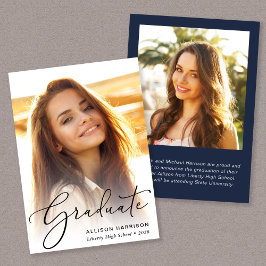 エレガントフォトブルー卒業スクリプト 案内状