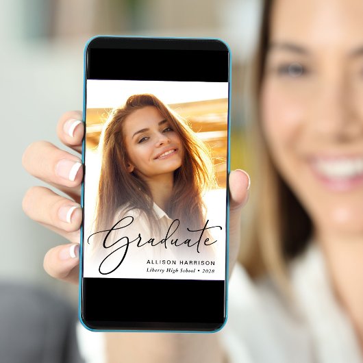 エレガントフォトブルー卒業スクリプト 案内状