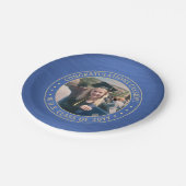 エレガントフォトブルー&金ゴールド卒業モダンパーティー ペーパープレート